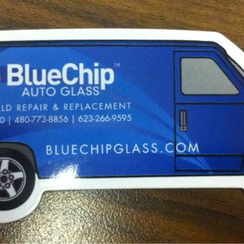 Blue Chip Auto Glass - Car magnet with their phone numbers. This is almost like what their vans look like too. - Auto Glass Services Near Me - Phoenix, Arizona