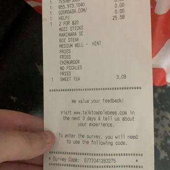 Applebee's Grill + Bar - Receipt that's correct. - American Near Me - Greenwood, South Carolina