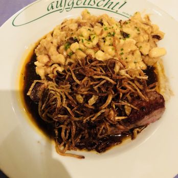 Andechser - Zwiebelrostbraten mit Kässpatzen im Andechser - Bavarian Near Me - Mering, BY Andechser - Zwiebelrostbraten mit Kässpatzen im Andechser - Bavarian Near Me - Mering, BY