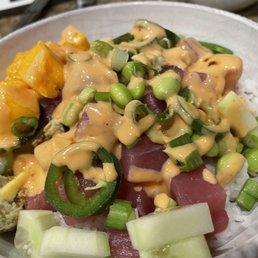 We made fresh poke bowls at home with mango... worked out great with such excellent fish!