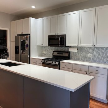 Kitchen and Wood Refinishing - Painted cabinets, new backsplash, new countertops, new sink. - Refinishing Services Near Me - Chicago, Illinois Kitchen and Wood Refinishing - Painted cabinets, new backsplash, new countertops, new sink. - Refinishing Services Near Me - Chicago, Illinois