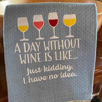 Melrose Vineyards - Cute dish towel for sale in their gift shop. - Wineries Near Me - Roseburg, Oregon Melrose Vineyards - Cute dish towel for sale in their gift shop. - Wineries Near Me - Roseburg, Oregon