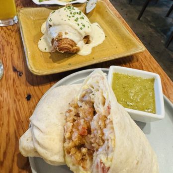 Orchard City Kitchen - The Burrito, the Chorizo Sando, and Mandarin chicken (salad). - New American Near Me - Campbell, California Orchard City Kitchen - The Burrito, the Chorizo Sando, and Mandarin chicken (salad). - New American Near Me - Campbell, California