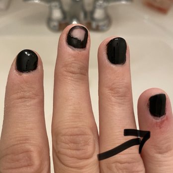 Fairy's Nails - Nail polish bubbled up right after being "fixed," it was too thick. The arrow shows the pinky skin she filled... She filled my skin! - Nail Salons Near Me - Culver City, California