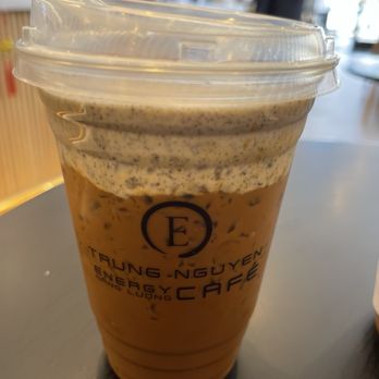 Trung Nguyen E Coffee - Large Iced Black Sesame Cream Phin Coffee with less ice ($7.50) - Coffee & Tea Near Me - Houston, Texas Trung Nguyen E Coffee - Large Iced Black Sesame Cream Phin Coffee with less ice ($7.50) - Coffee & Tea Near Me - Houston, Texas