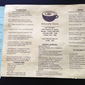 Craig's Cafe - Breakfast Menu - Breakfast & Brunch Near Me - Quincy, Massachusetts Craig's Cafe - Breakfast Menu - Breakfast & Brunch Near Me - Quincy, Massachusetts