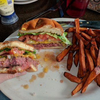 Press Box Grill - Buffalo burger medium rare! - Sports Bars Near Me - Dallas, Texas Press Box Grill - Buffalo burger medium rare! - Sports Bars Near Me - Dallas, Texas