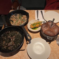 Kudu Restaurant - Bread, 2 melted butters, chicken heart skewer