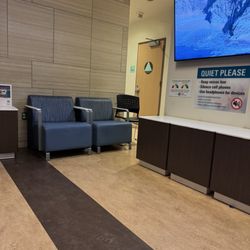 UC San Diego Health - Emergency Department - Waiting area. Bathroom in the background. Soothing TV.