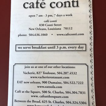 Cafe Conti - Breakfast & Brunch Near Me - New Orleans, Louisiana Cafe Conti - Breakfast & Brunch Near Me - New Orleans, Louisiana