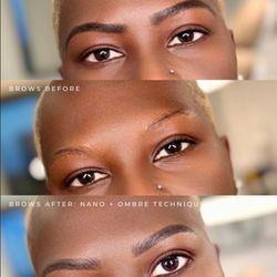 DOTTED Ink - Before & After of Combo Brows (Nano hairstrokes in the front and Ombre for the rest of the brows)