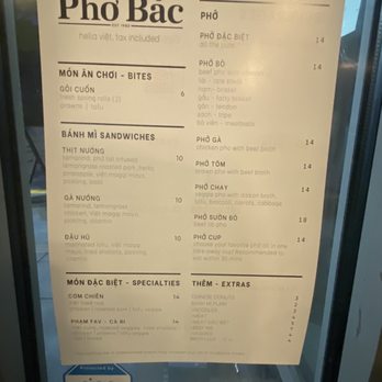 Pho Bac - Menu - Noodles Near Me - Seattle, Washington Pho Bac - Menu - Noodles Near Me - Seattle, Washington