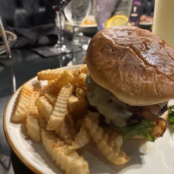 Five Central - Brisket burger with fries - New American Near Me - Houston, Texas