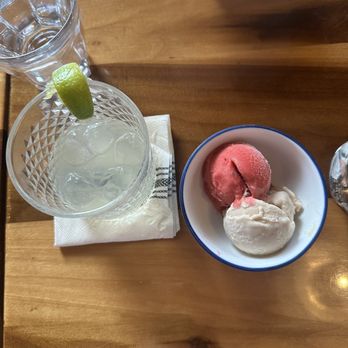 Fete - Margarita, Raspberry-Lychee Sorbet & Kulolo Sorbet - New American Near Me - Honolulu, Hawaii