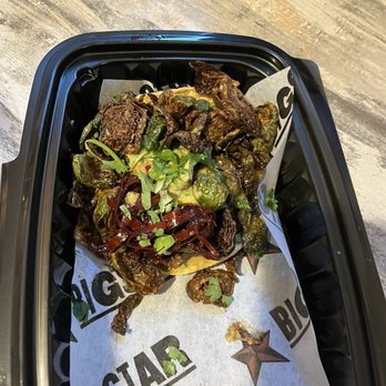 Big Star - SPROUT TOSTADA: Crispy brussels sprouts, refried beans, pipian verde, pickled guajillo chilis, cilantro - Mexican Near Me - Chicago, Illinois