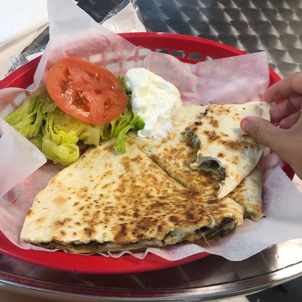 Beef and cheese quesadilla.