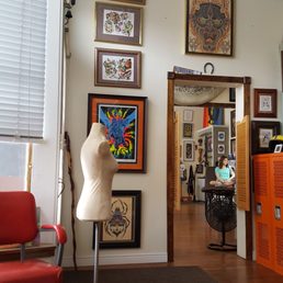 In the waiting room of the shop!