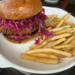 Fried chicken sandwich and fries