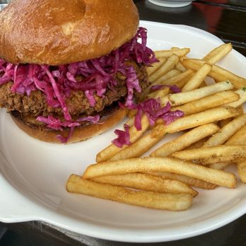 The Burrow - Fried chicken sandwich and fries - Salad Near Me - Healdsburg, California