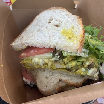 Stagecoach Coffee - Curried Chicken salad on a sandwich. Very salty - Coffee & Tea Near Me - Cooperstown, New York