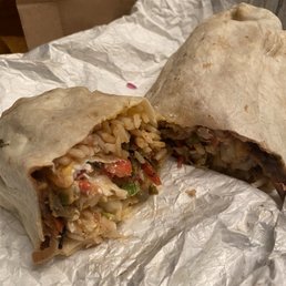 Veggie burrito with veggies, rice, refried beans, cheese & Pico de gallo. Healthy portion Veggie burrito with veggies, rice, refried beans, cheese & Pico de gallo. Healthy portion
