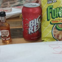 Amuny's Liquor & Deli - Po Boy sandwich, funyuns and a "special" Big Red.