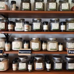 Savory Spice Shop - Just a glimpse of the many shelves of salts and spices available for purchase.