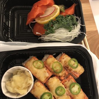 Green Leaf Sushi - Salmon sashimi and salmon aburi = $21 incl tax - Sushi Bars Near Me - Vancouver, British Columbia