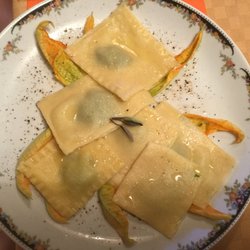 From My Kitchen Cooking Classes - ravioli with ricotta and spinach filling; sauce is butter with sage