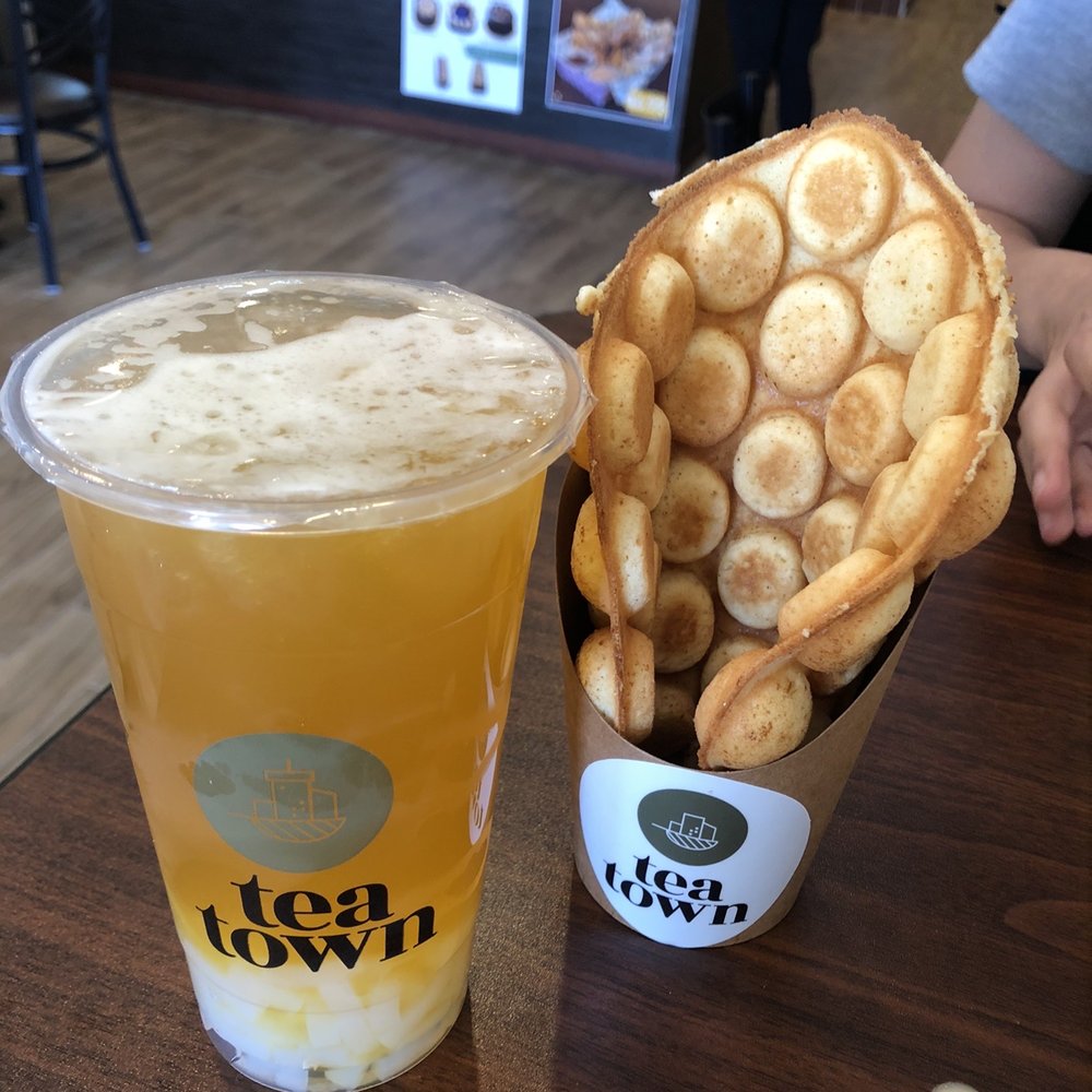 Tea Town - Mango peach passion fruit tea with pancake - Coffee & Tea Near Me - Plano, Texas
