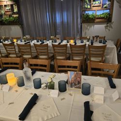 Baia Coastal Italian Kitchen & Wine Bar - Tables were decorated with my items when I arrived!