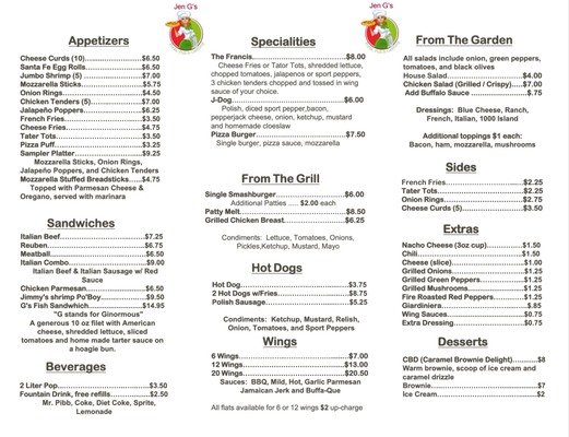 Menu photo 2 Jen G's Pizza Pub Beach Park, IL Menu photo 2 Jen G's Pizza Pub Beach Park, IL