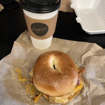 Clatter Cafe - breakfast bagel and a chai latte - Coffee & Tea Near Me - Frostburg, Maryland