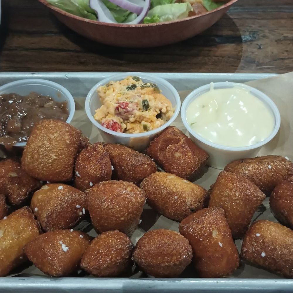 Side salad with bleu cheese and mandatory ;) pretzel bites. Side salad with bleu cheese and mandatory ;) pretzel bites.