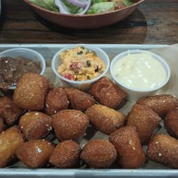 Side salad with bleu cheese and mandatory ;) pretzel bites. Side salad with bleu cheese and mandatory ;) pretzel bites.