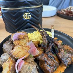 Lamb Chops, potatoes and eggs