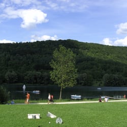 Seeterassen Caffee Restaurant am Happurger Stausee - Blick vom Cafe Seeterrassen auf den Stausee