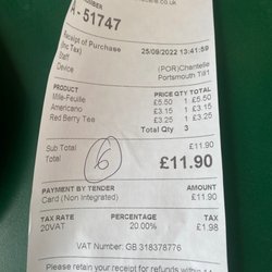 Patisserie Valerie - receipt
