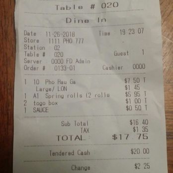 Pho 777 - They charged me the boxes and the spring rolls sauces which should be included. it was an absolute scam. - Vietnamese Near Me - Reno, Nevada Pho 777 - They charged me the boxes and the spring rolls sauces which should be included. it was an absolute scam. - Vietnamese Near Me - Reno, Nevada
