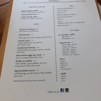 Firefly - Breakfast menu - New American Near Me - Washington, DC, District of Columbia