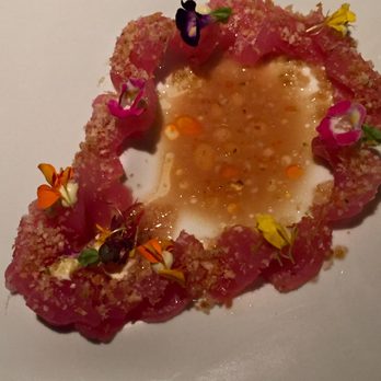 Maritana - Tuna sashimi served over lemongrass aioli with ginger crunch and a ginger vinaigrette - Tapas/Small Plates Near Me - St. Pete Beach, Florida