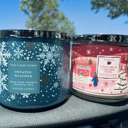 Bath & Body Works - Sweater Weather and Cinnamon Caramel Swirl 3-Wick Candles ($4.80 Each)