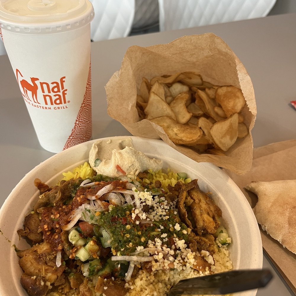 Naf Naf Grill - a bowl of food and a drink - Middle Eastern Near Me - Frisco, Texas Naf Naf Grill - a bowl of food and a drink - Middle Eastern Near Me - Frisco, Texas