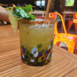 Comomango - Pineapple cilantro margartia with a tajin rim