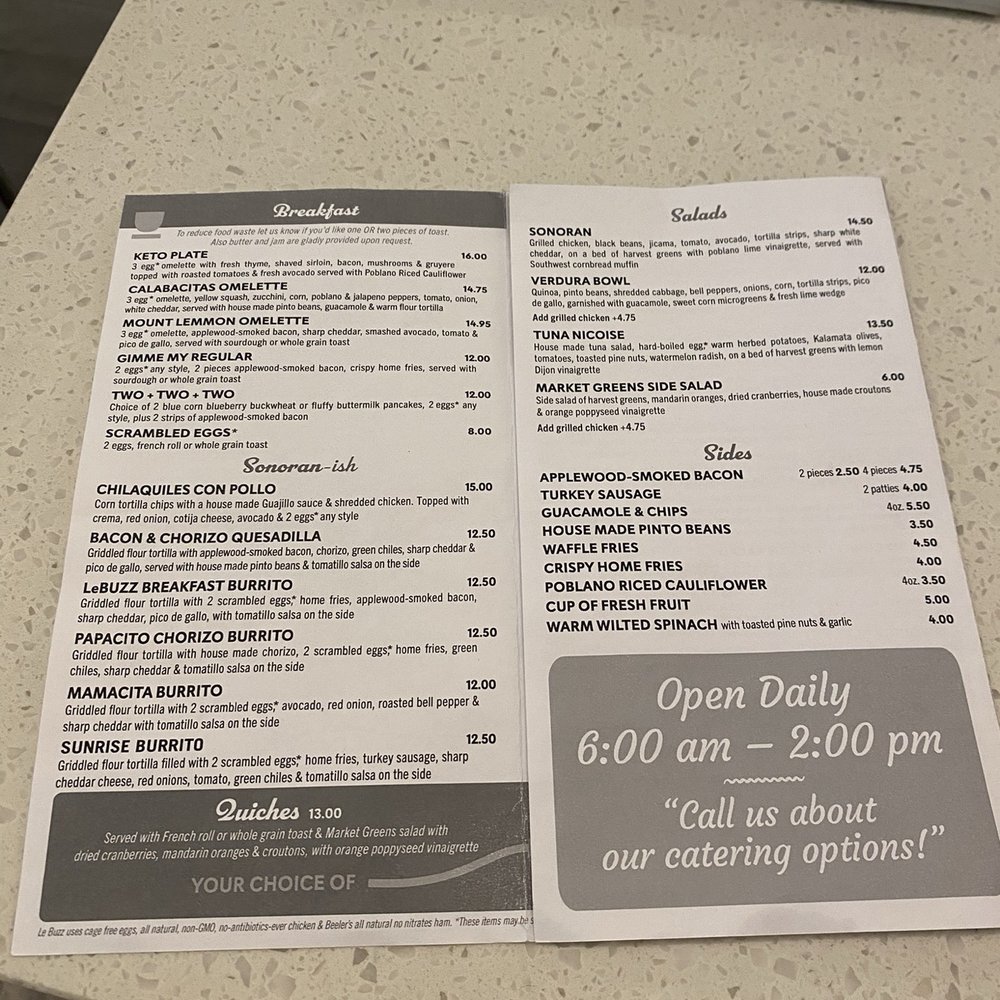 Le Buzz Caffe - Menu - Coffee & Tea Near Me - Tucson, Arizona
