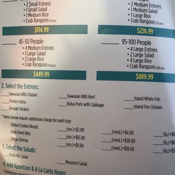 Ono Hawaiian BBQ - Catering menu - Hawaiian Near Me - Colma, California