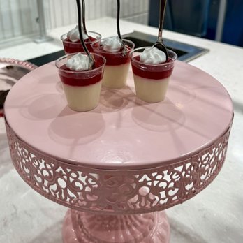 NU Stadium - Club level dessert station with cookies, Dubai chocolates, gelato, guava cheesecake, and this Raspberry Pannacotta. - Stadiums & Arenas Near Me - Miami, Florida NU Stadium - Club level dessert station with cookies, Dubai chocolates, gelato, guava cheesecake, and this Raspberry Pannacotta. - Stadiums & Arenas Near Me - Miami, Florida