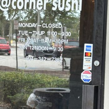 Corner Sushi - Hours - Sushi Bars Near Me - St. Augustine, Florida