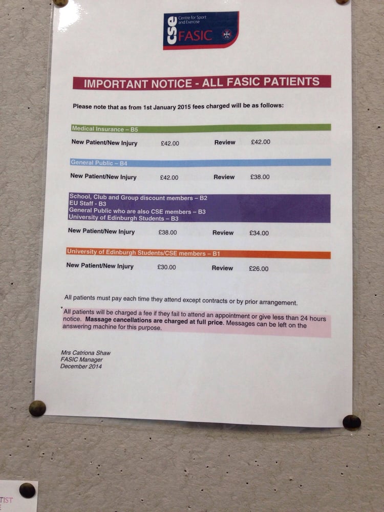 FASIC SPORTS MEDICINE CENTRE Updated August 2024 46 Pleasance