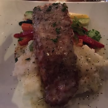 Tios Bistro - Salmon with mashed potatoes and seasonal veggies - Latin American Near Me - New York, New York Tios Bistro - Salmon with mashed potatoes and seasonal veggies - Latin American Near Me - New York, New York